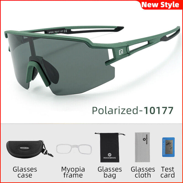 ROCKBROS Polarized cycling sunglasses in green style