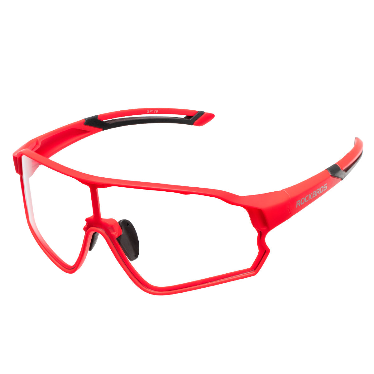 RED sports sunglasses with UV protection and full frame for outdoor activities.
