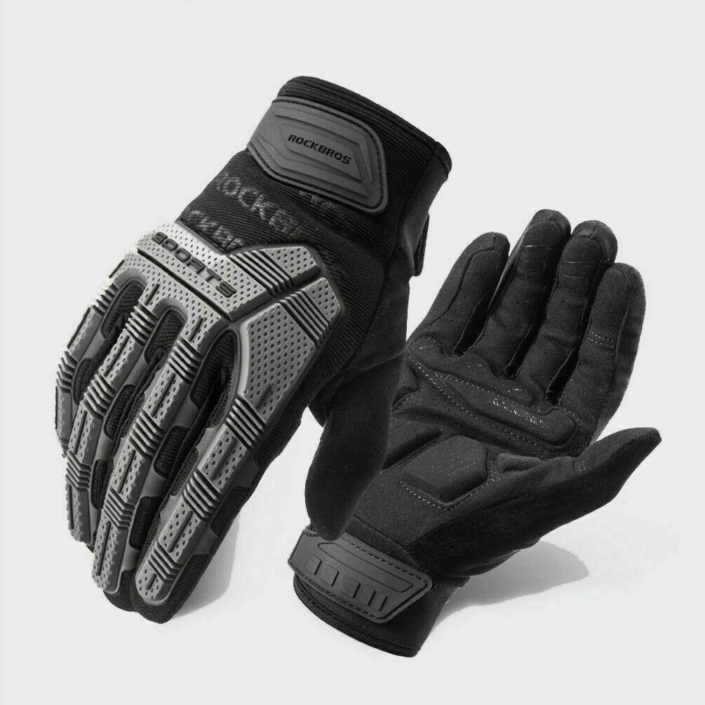 ROCKBROS winter riding gloves with touchscreen capability and anti-slip grip