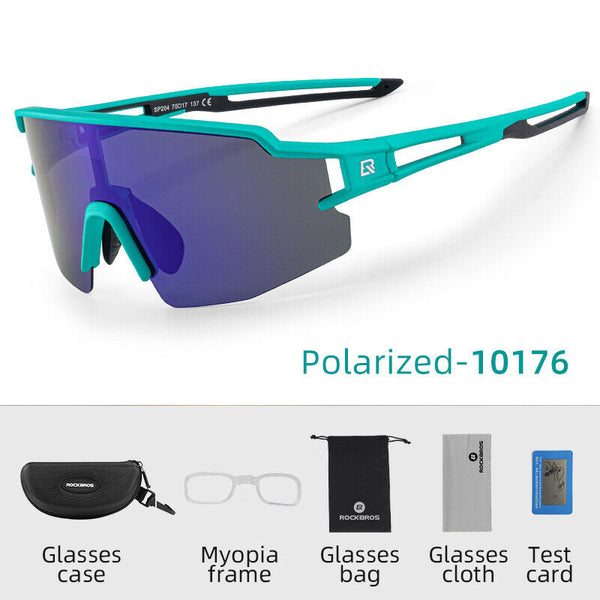 ROCKBROS polarized cycling glasses with blue frame