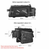 ROCKBROS Pro Bicycle Rear Rack Bag dimensions and expansion details