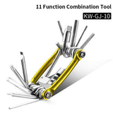 11-function portable bike multi-tool with yellow and silver design