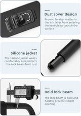 ROCKBROS bike lock features: dust cover, silicone jacket, bold lock beam for security.