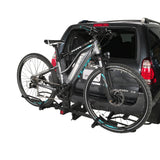 Bike mounted on vehicle rack with Bike Adapter Pro for sloping top tubes.