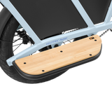 Wooden footrest on Velotric Packer e-bike for enhanced riding comfort