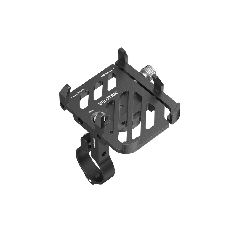 Velotric bike phone mount for handlebars, securely holds smartphones.