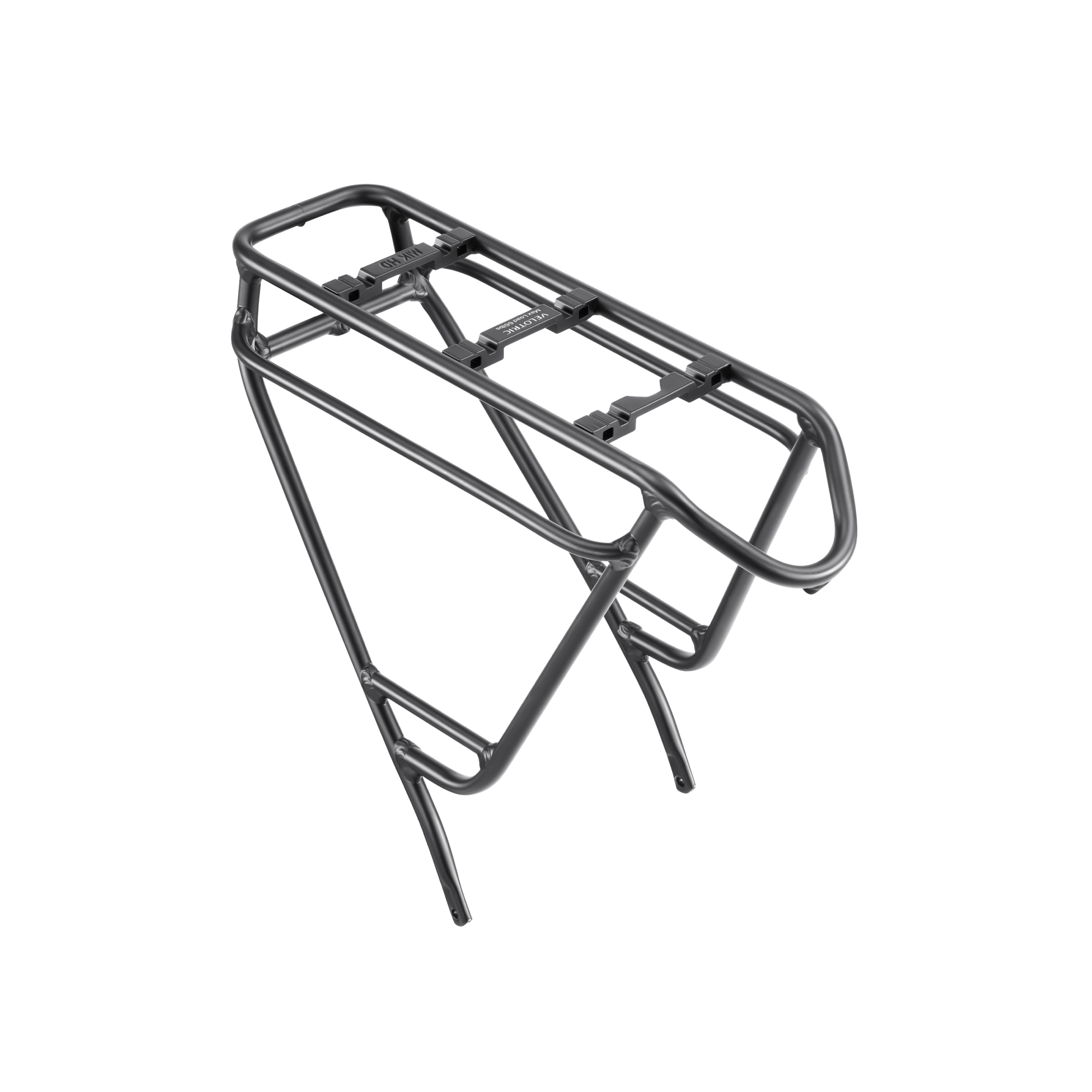 Custom rear rack for Velotric Summit 1 e-bike, increasing carrying capacity.