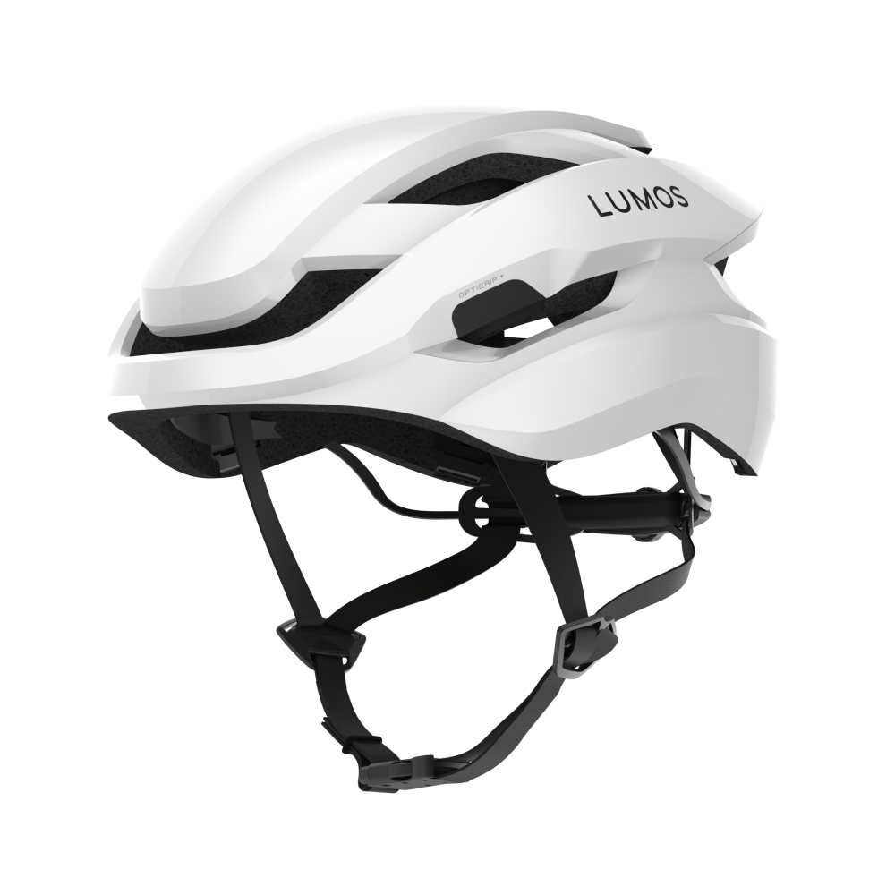 White Lumos Ultra Fly bike helmet with FlexiFit and improved ventilation.