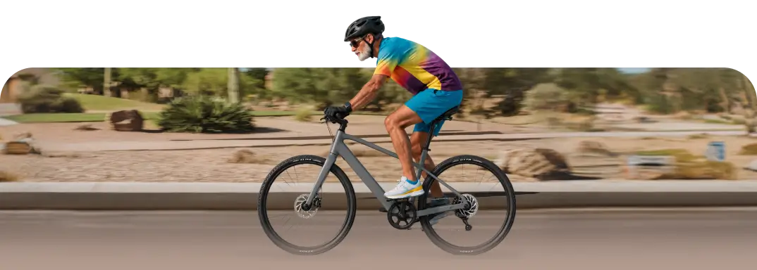 Rider experiencing discomfort on a bike without ComfortMax features